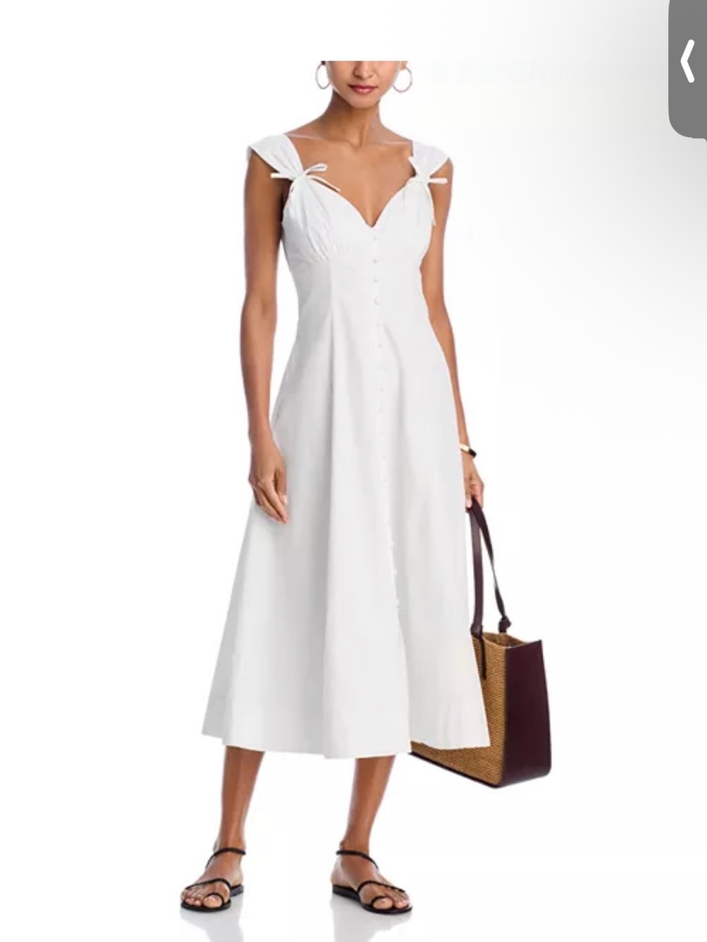 Aqua White Tie-Shoulder Midi Dress